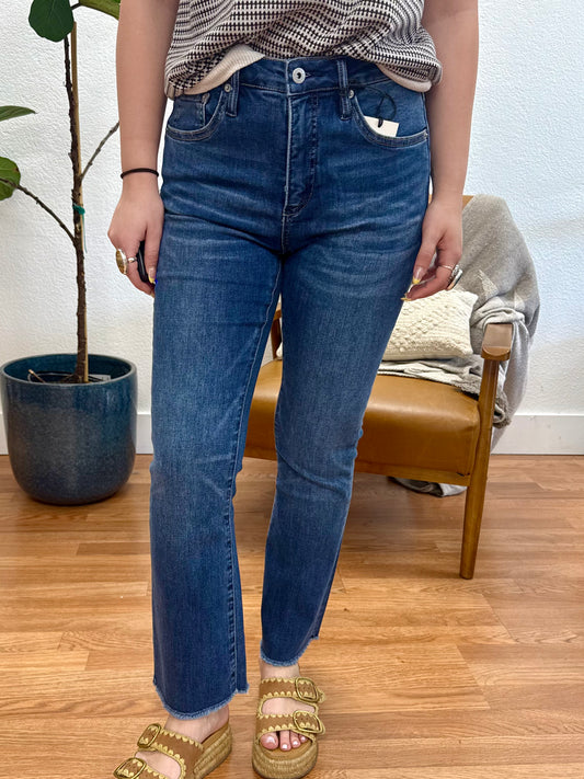 Astros Navy High Rise Cropped Bootcut Jeans