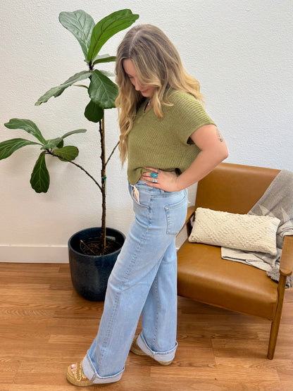 RISEN Light High Rise Cuffed Jeans