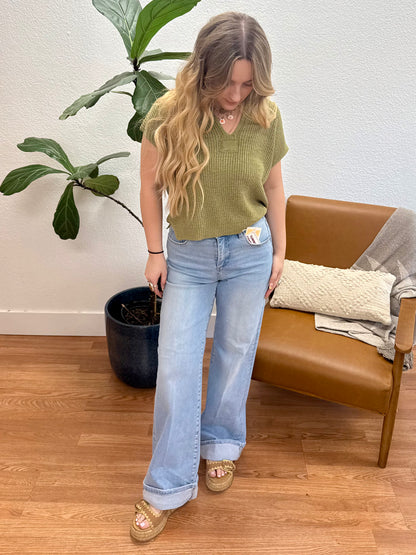 RISEN Light High Rise Cuffed Jeans