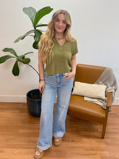 RISEN Light High Rise Cuffed Jeans