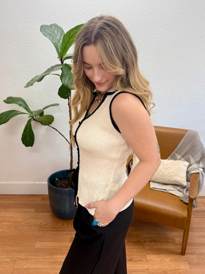 Cream Collared Sweater Vest