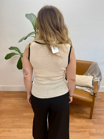 Cream Collared Sweater Vest