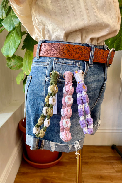 Flower Macrame Wristlet Keychain
