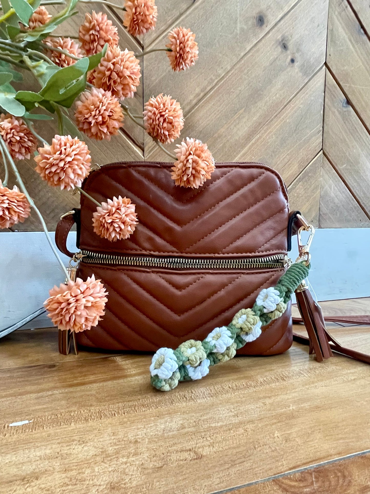 Flower Macrame Wristlet Keychain