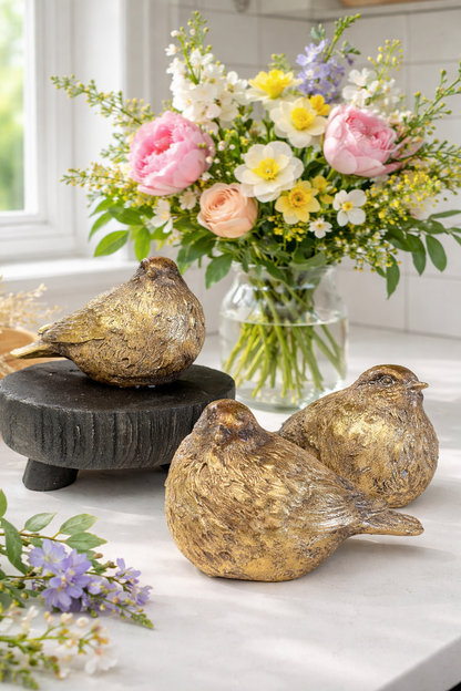 Gold Distressed Resin Bird - Terra Cottage