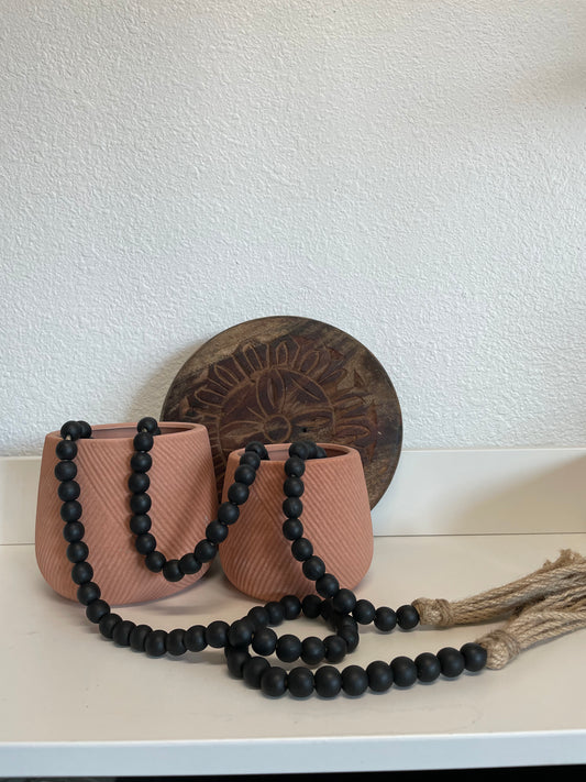 Black Paulownia Wood Bead Garland