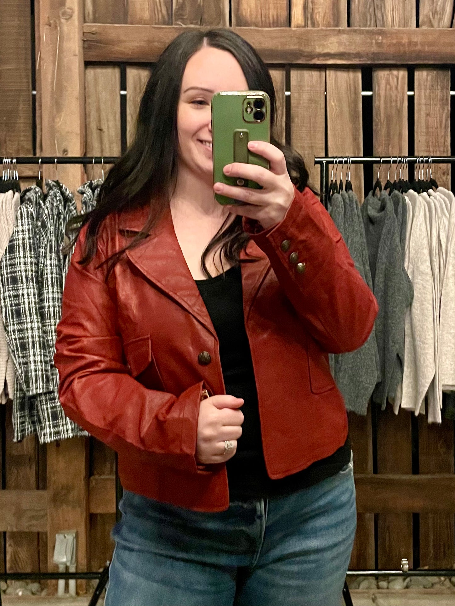 Marsala Faux Leather Short Jacket