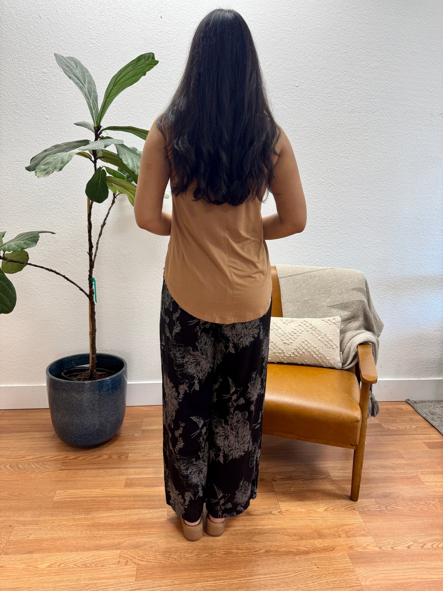Black Abstract Wide Leg Pants