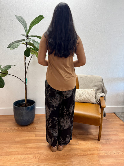 Black Abstract Wide Leg Pants