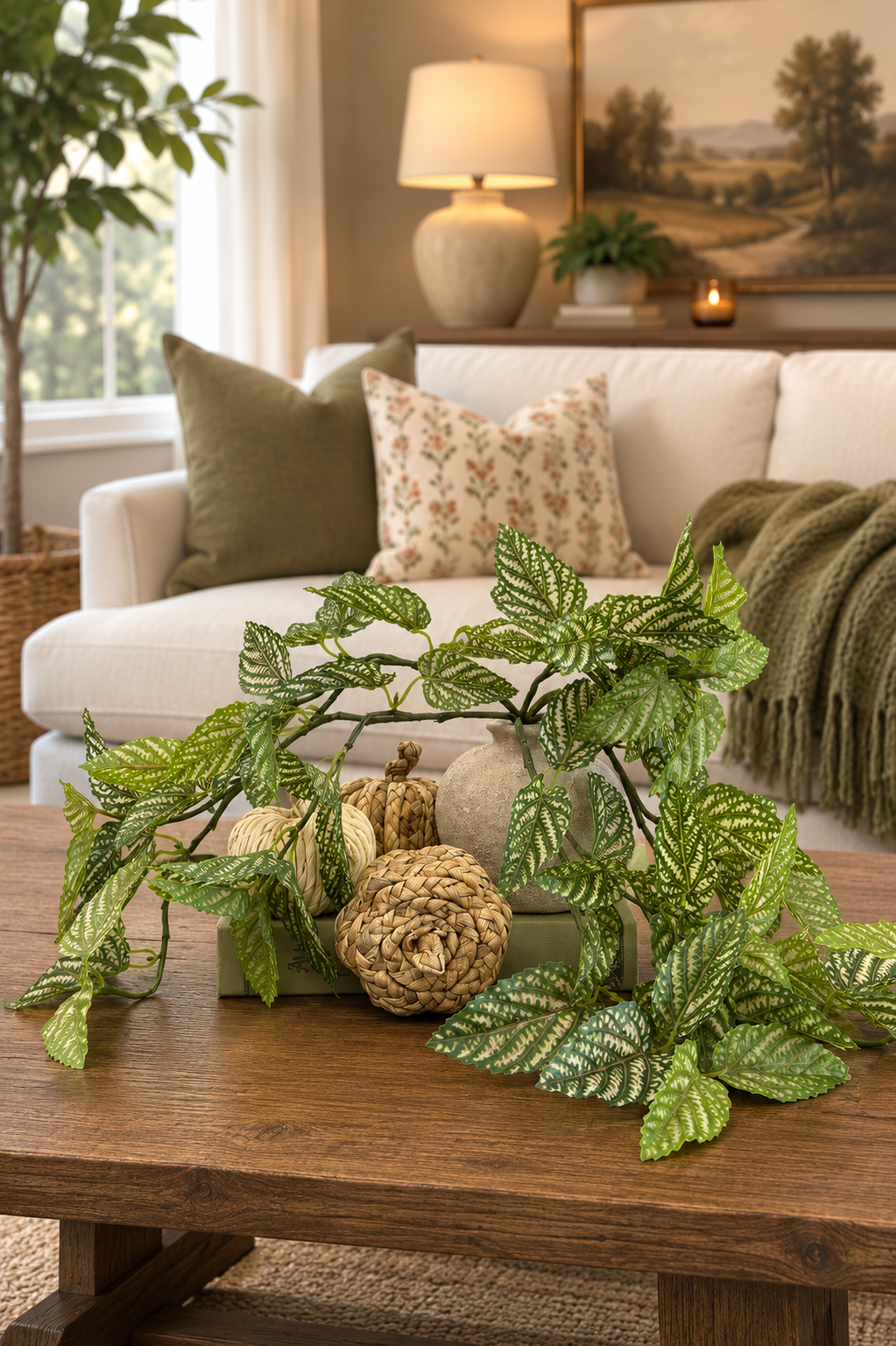 Faux Trailing Pink Fittonia Plant
