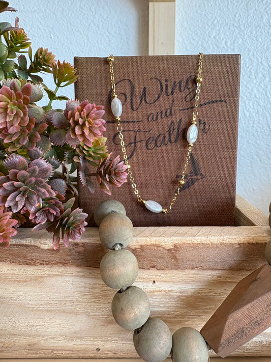 Delicate Pearl Accent Gold Necklace