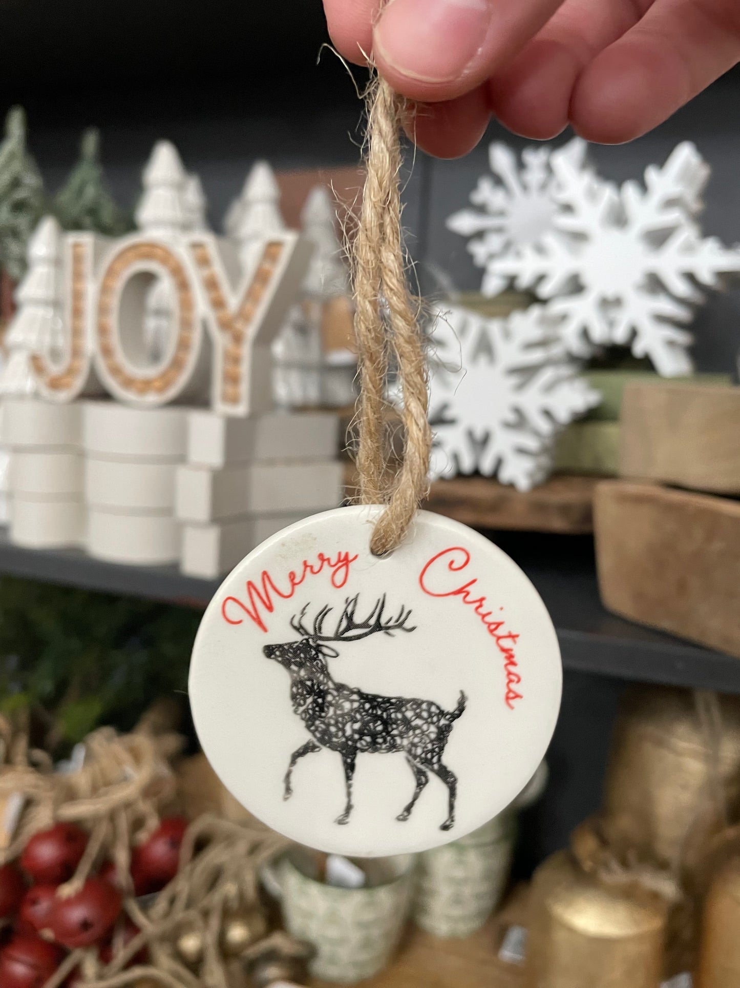 Stoneware Animal Phrase Ornament