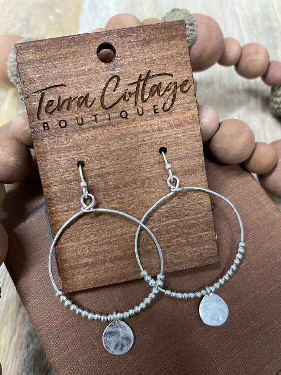 Silver Bead Charm Earrings