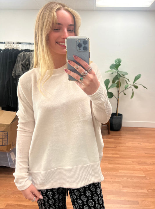 Sand Beige Brushed Dolman Sweater