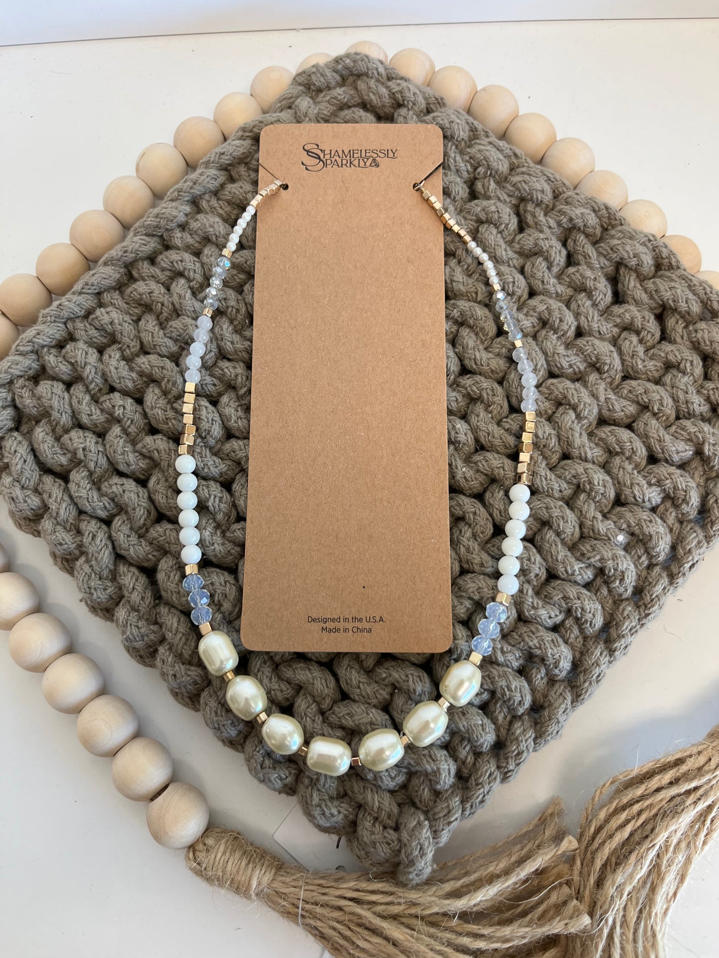 Pearl & Crystal Beaded Necklace