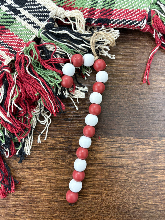 Candy Cane Wood Bead Ornament