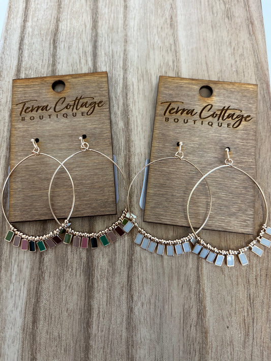 Wire Hoop Charm Earrings