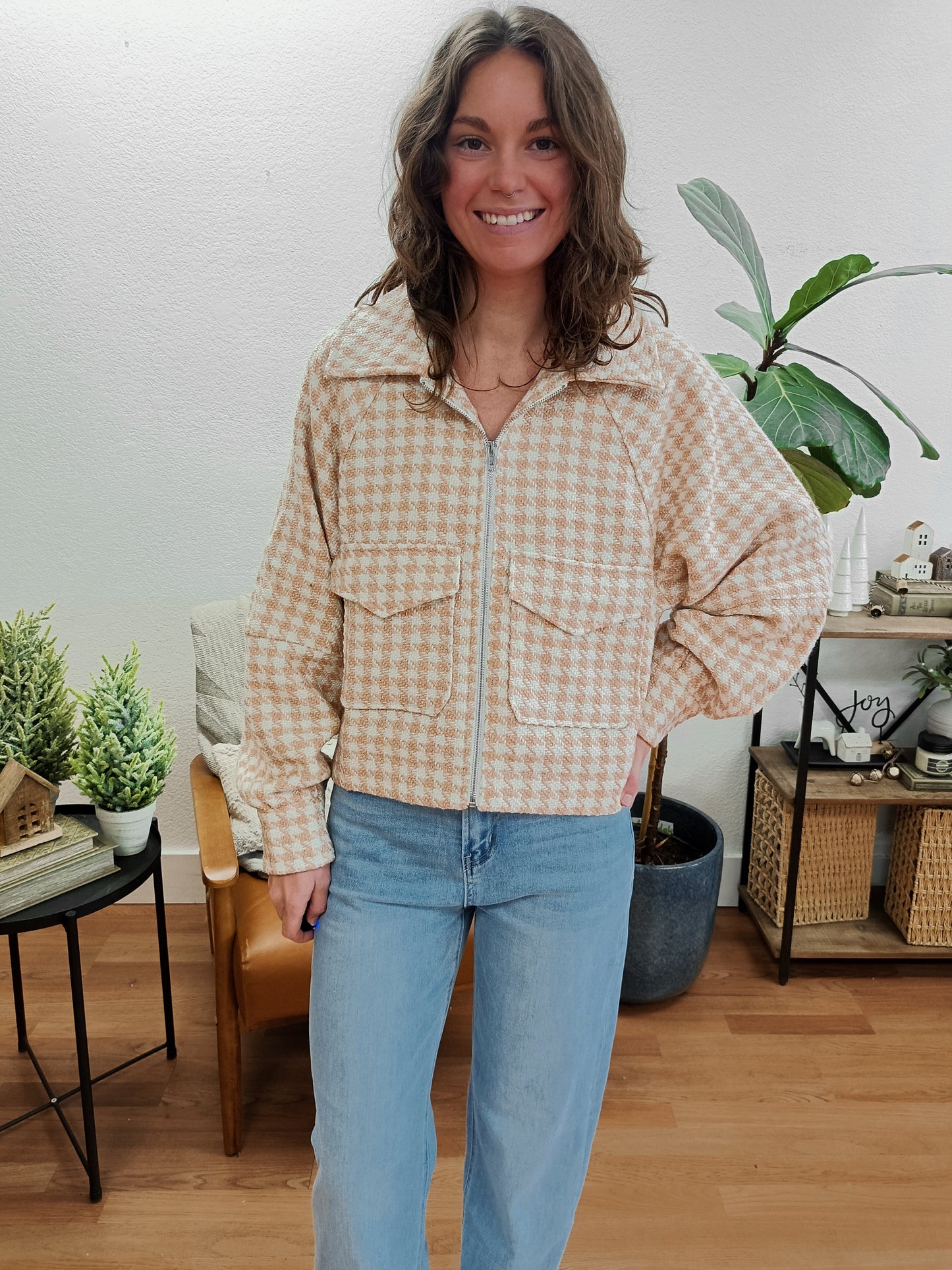 Tweed Cropped Zip Jacket