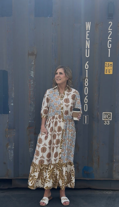 Blue Mix Shirt Dress - Terra Cottage