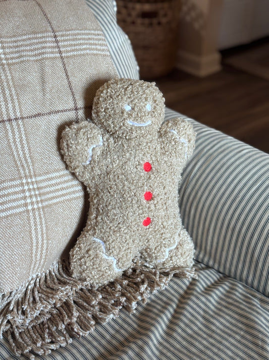 Gingerbread Man Boucle Pillow