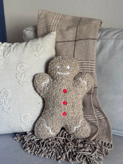 Gingerbread Man Boucle Pillow