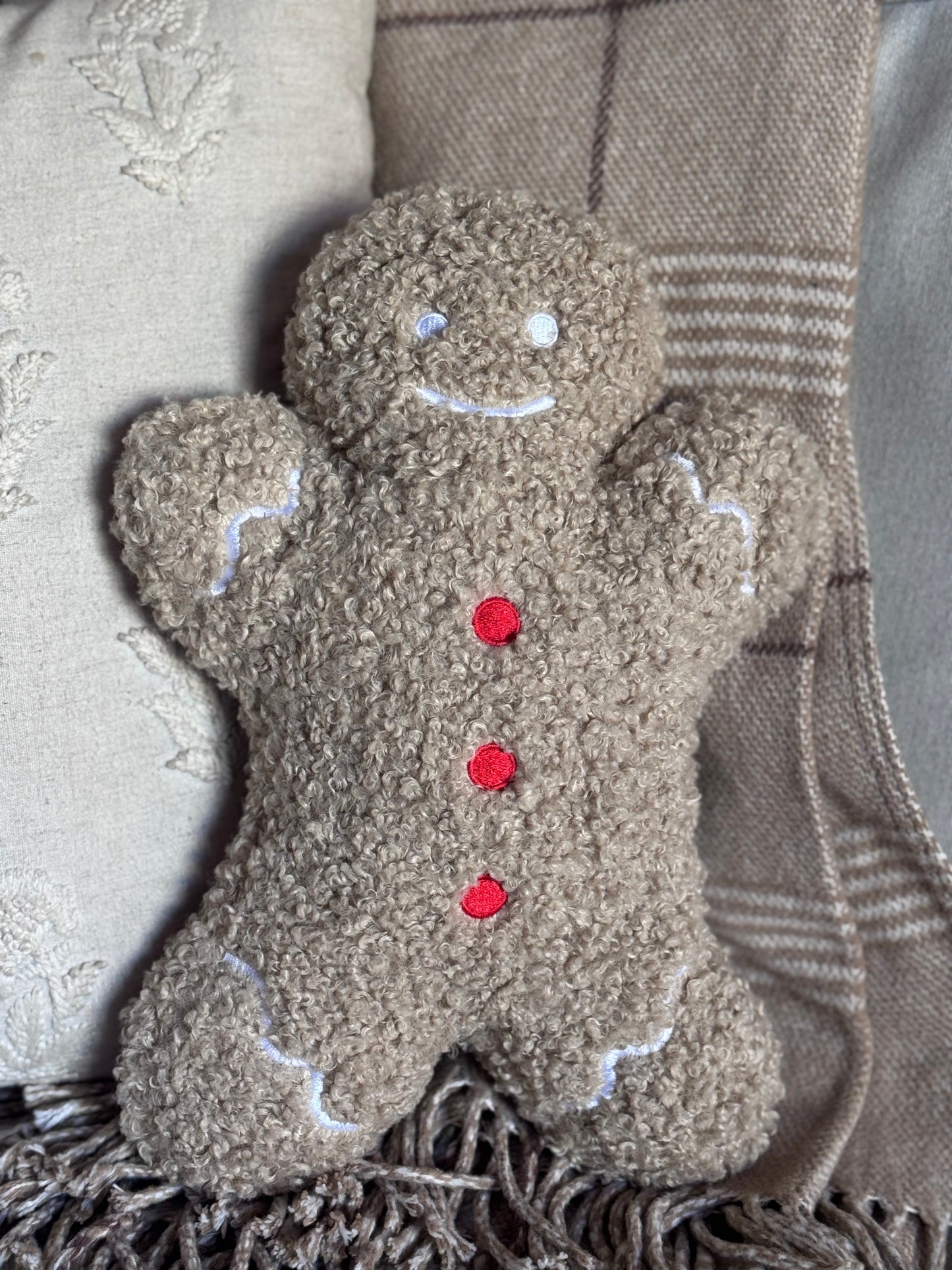 Gingerbread Man Boucle Pillow