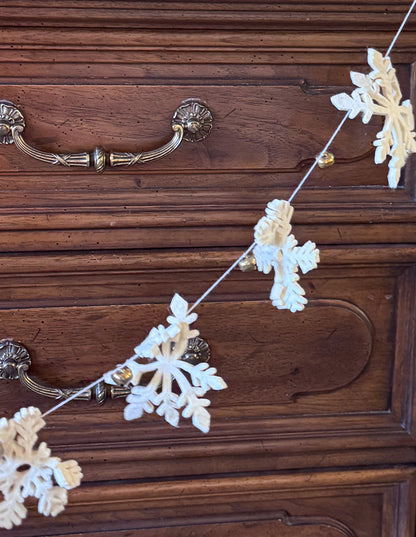 Handmade Wool Felt Snowflake & Metal Bell Garland