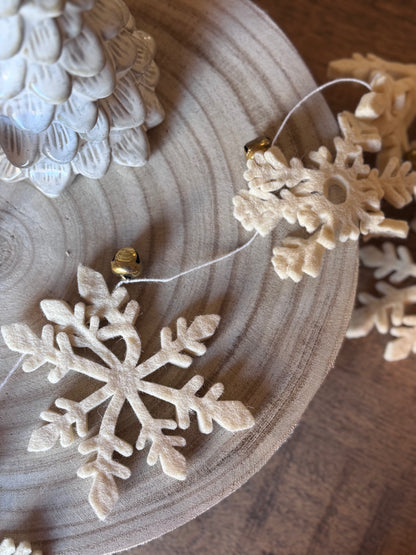 Handmade Wool Felt Snowflake & Metal Bell Garland