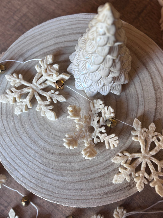 Handmade Wool Felt Snowflake & Metal Bell Garland