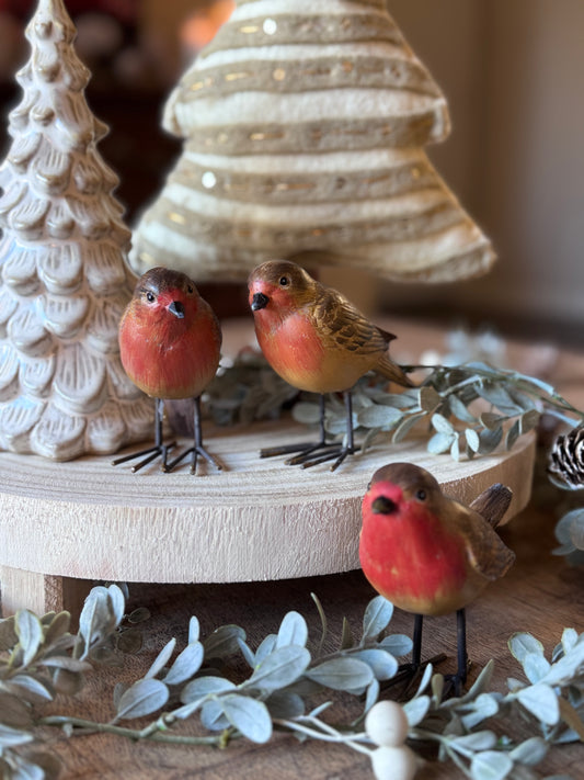 Resin Holiday Birds With Metal Feet