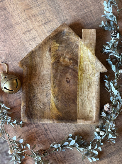 House Shaped Mango Wood Serving Board - Terra Cottage