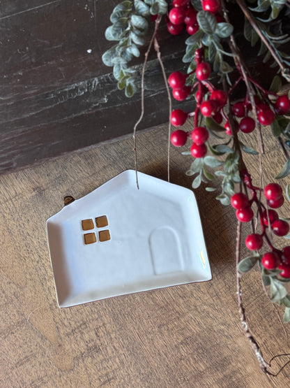Electroplated White Ceramic House Tray