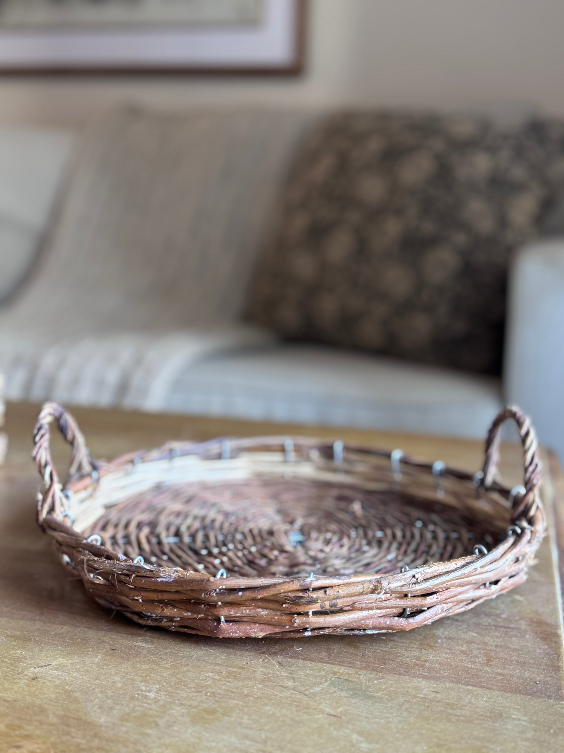 Flat Willow Woven Tray - Terra Cottage