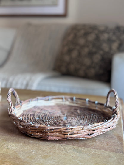 Flat Willow Woven Tray - Terra Cottage