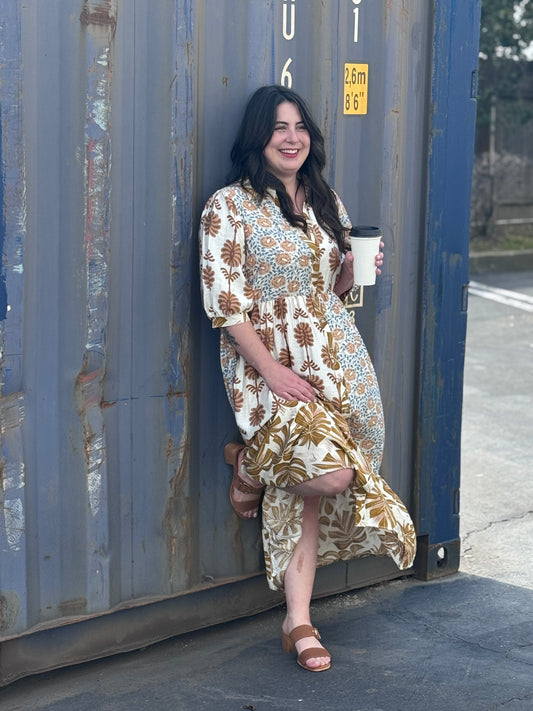 Blue Mix Shirt Dress - Terra Cottage