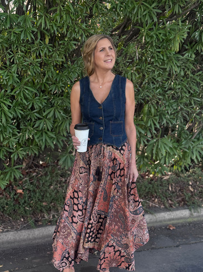 Black Scarf Hem Maxi Skirt - Terra Cottage