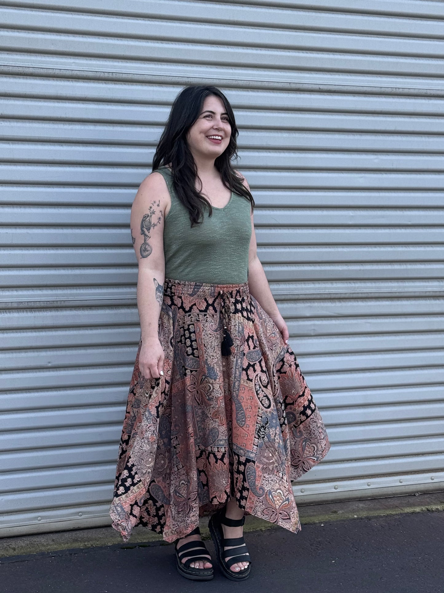 Black Scarf Hem Maxi Skirt - Terra Cottage