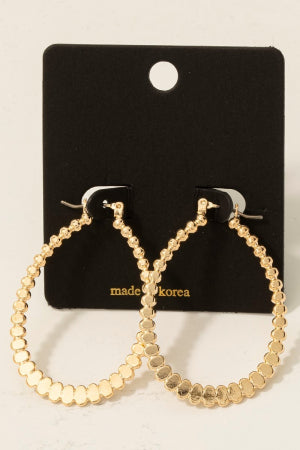 Solid Beaded Oval Latch Hoop Earrings