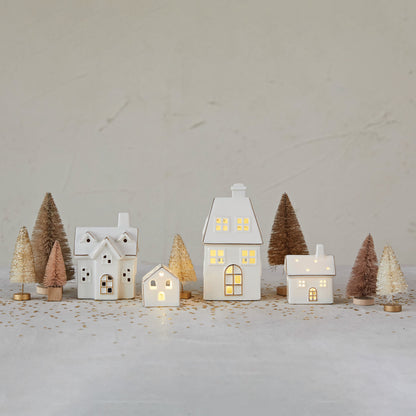 Light Up Electroplated Christmas Village Houses - Sold Separately