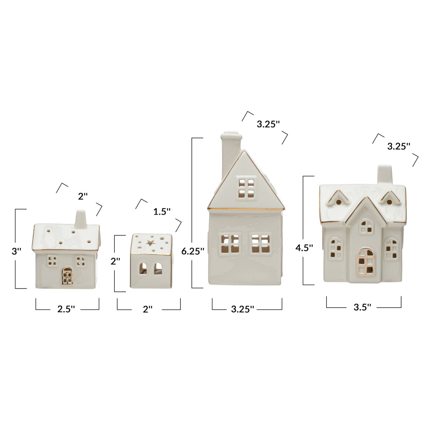 Light Up Electroplated Christmas Village Houses - Sold Separately