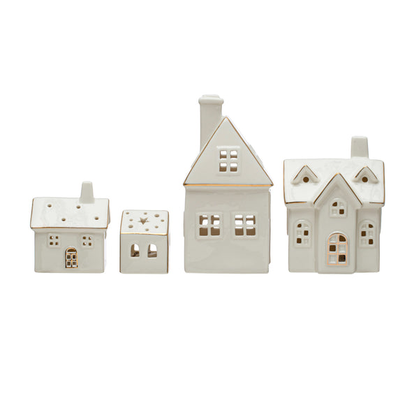 Light Up Electroplated Christmas Village Houses - Sold Separately