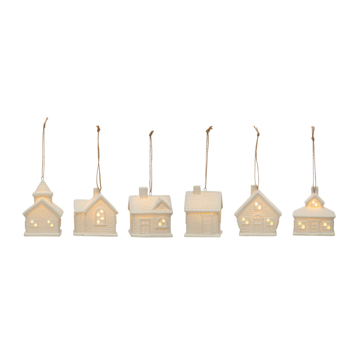 Stoneware Village Light Up Ornaments