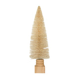 Neutral Bottle Brush Tree with Carved Wood Base