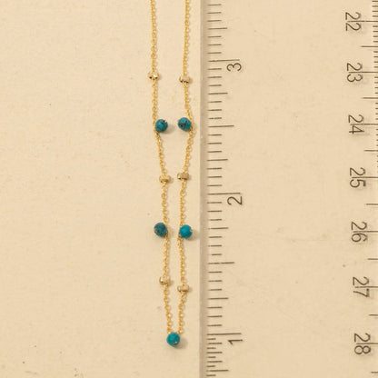 Turquoise Dainty Mix Bead Charm Necklace - Terra Cottage