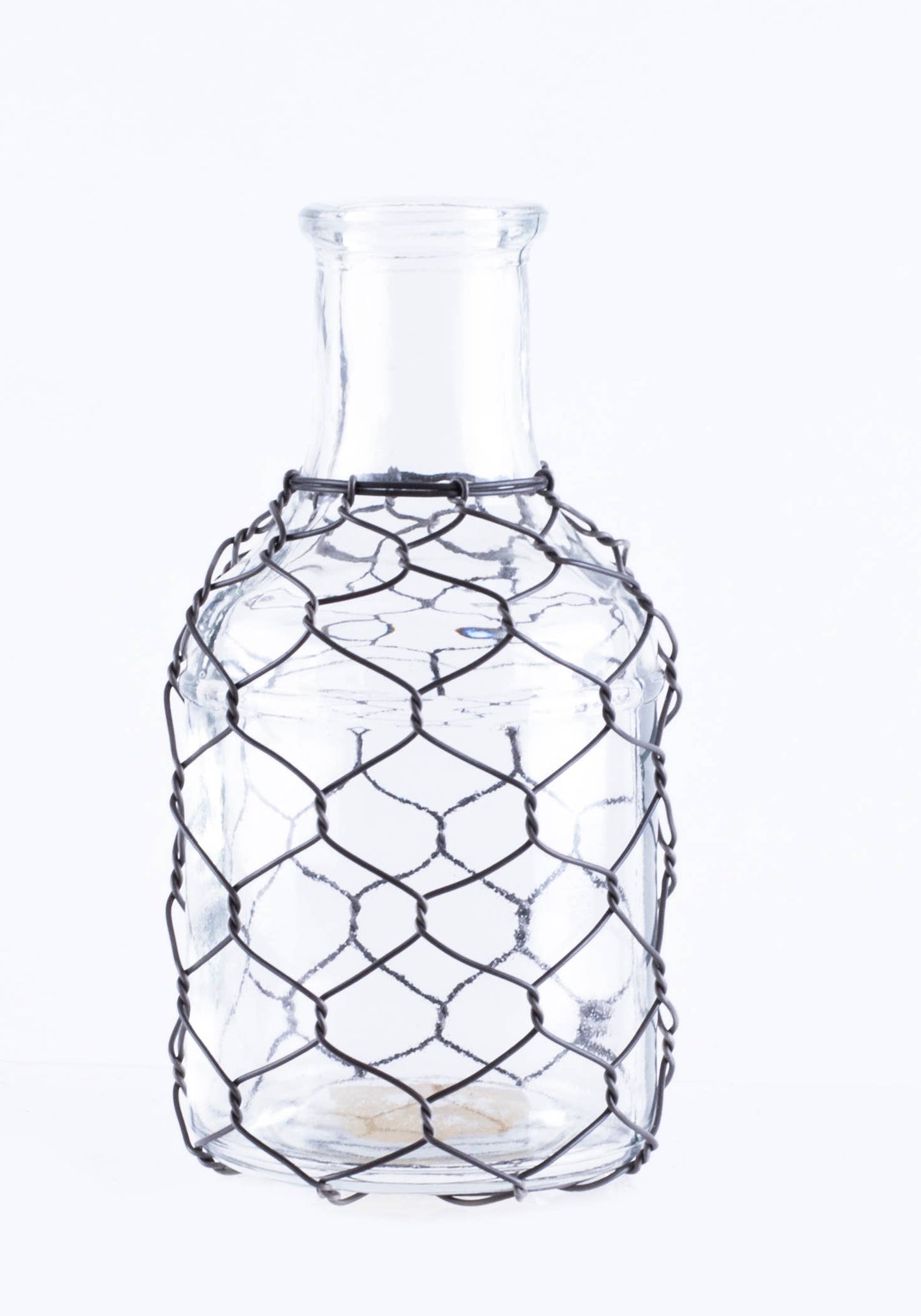 Glass Bottle Vase With Metal Detail