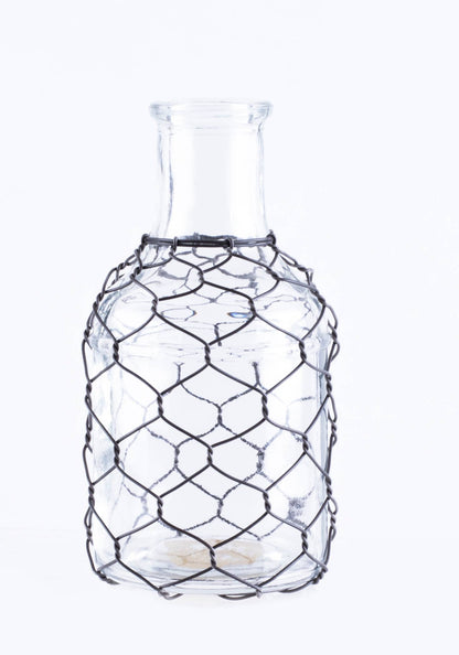 Glass Bottle Vase With Metal Detail