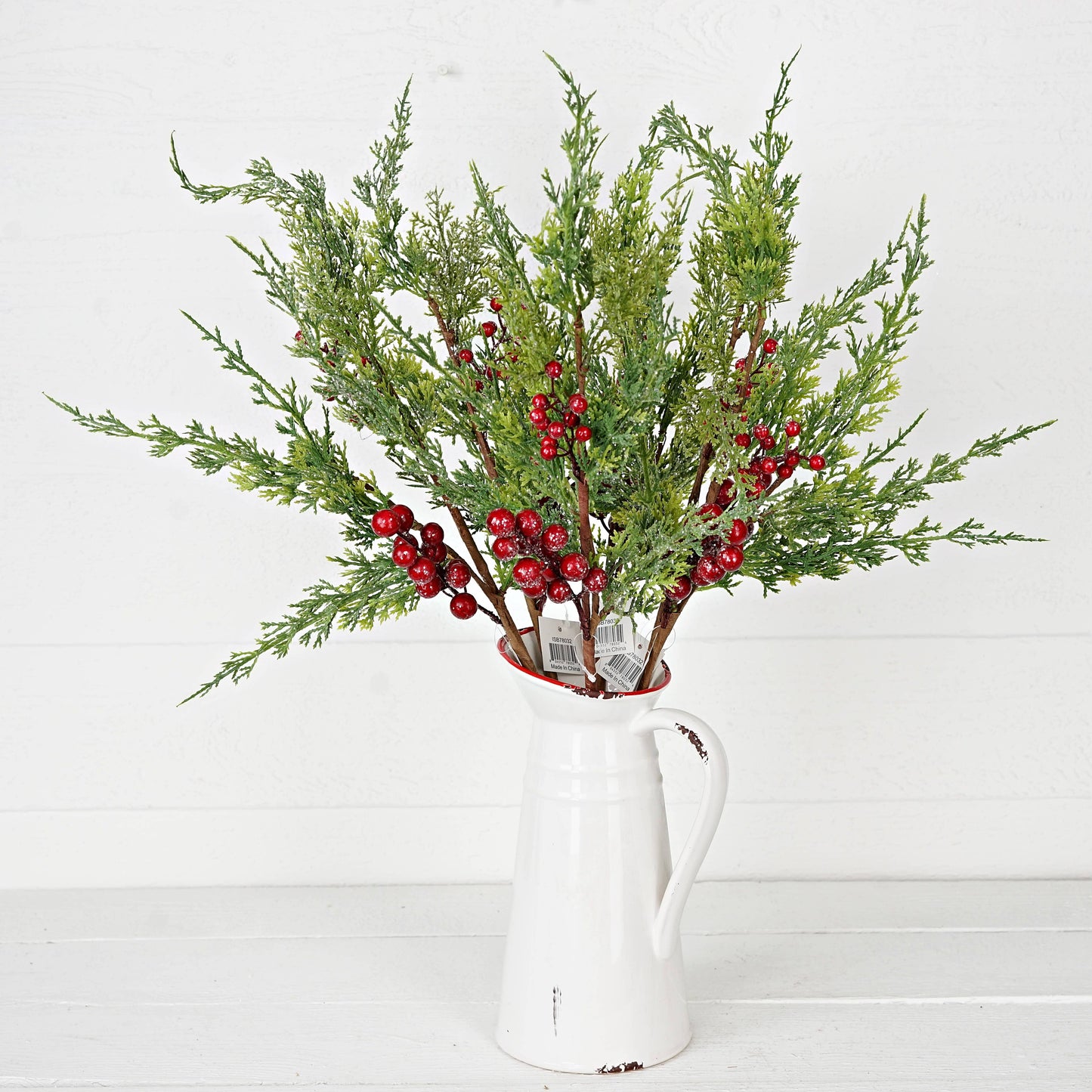 Icy Cedar Pine and Red Berry Spray