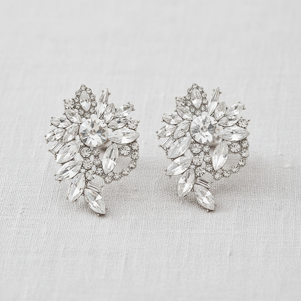 Rhinestone Geometric Flower Stud Earrings