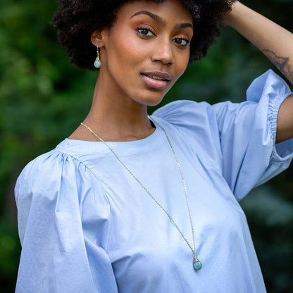 Gold-Plated Amazonite Teardrop Necklace