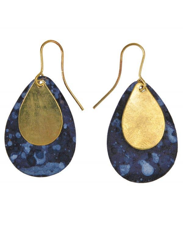 Black And Silver Layered Teardrop Earrings